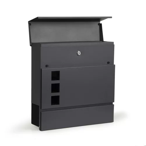 Postaláda horgyanyzott acélból újságtartóval antracit