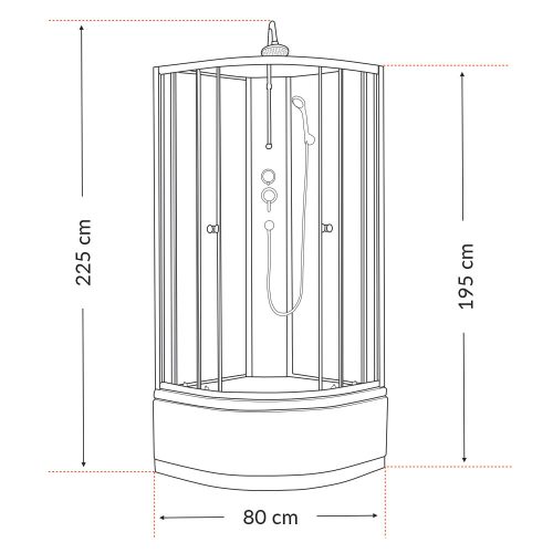 Karolino 80x80 cm White mélytálcás zuhanykabin