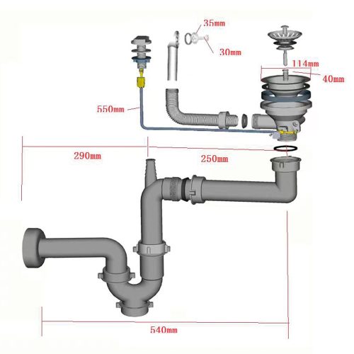 Szifon 1 medencés mosogatóhoz automata leeresztővel