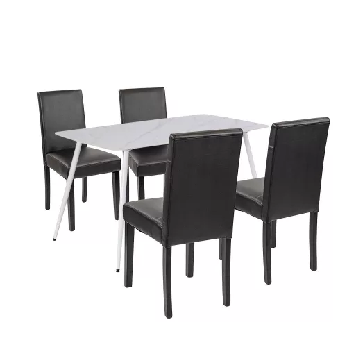 Megan 4+1 étkező garnitúra fehér-fekete