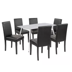Megan 6+1 étkező garnitúra fehér-fekete