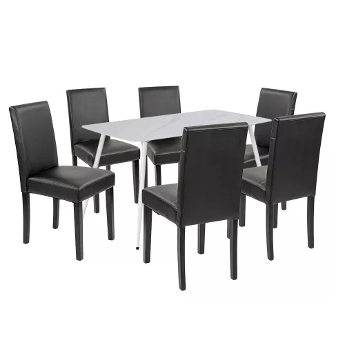 Megan 6+1 étkező garnitúra fehér-fekete