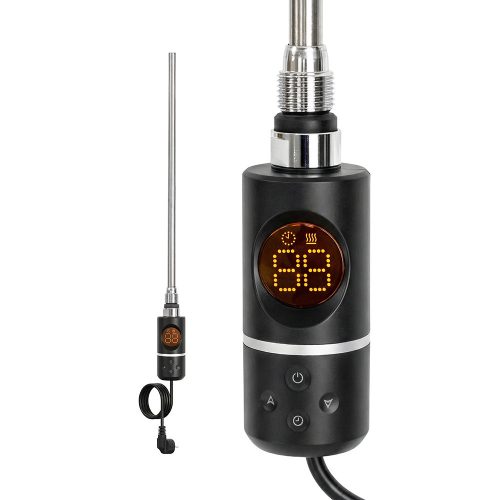 Elektromos fűtőpatron törölközőszárító radiátorhoz digitális hőfokszabályozóval 400W fekete