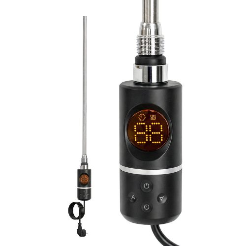 Elektromos fűtőpatron törölközőszárító radiátorhoz digitális hőfokszabályozóval 600W fekete