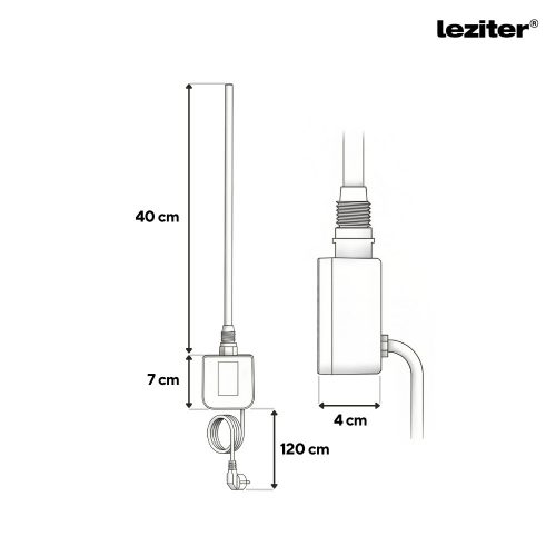 Wifi-s fűtőpatron törölközőszárító radiátorhoz digitális hőfokszabályozóval 400W fekete