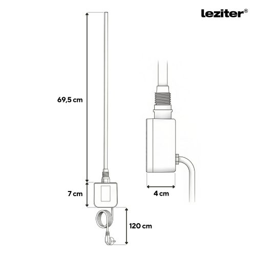 Wifi-s fűtőpatron törölközőszárító radiátorhoz digitális hőfokszabályozóval 800W fehér