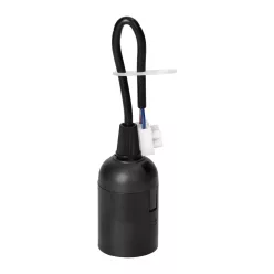 Virone E27 plastic lamp holder with terminal block, black