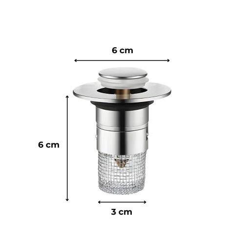 Lefolyódugó szűrővel rozsdamentes acél 60 mm