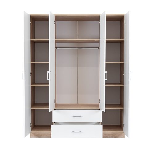 Miami gardróbszekrény 160x205 cm fehér-sonoma tölgy