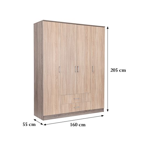 Miami gardróbszekrény 160x205 cm sonoma tölgy-yorki tölgy