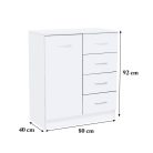 Miami komód 1ajtós 4 fiókos 80x92 cm fehér-fehér