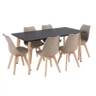 Silla 150 6+1 étkező garnitúra fekete-bézs