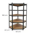 Nagy teherbírású sarokpolc 180x70x40-40 cm 175 kg fekete