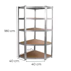 Nagy teherbírású sarokpolc 180x70x40-40 cm 175 kg króm