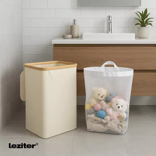 Wäschekorb 100 l beige 44 x 33 x 67 cm