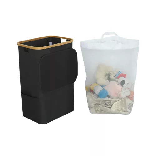 Wäschekorb 100 l schwarz 44 × 33 × 67 cm