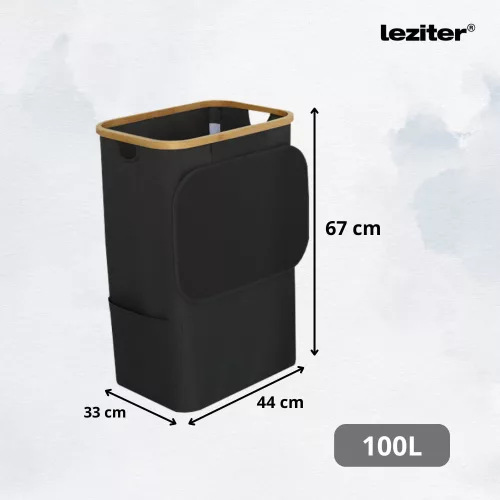 Wäschekorb 100 l schwarz 44 × 33 × 67 cm