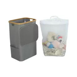 Wäschekorb 100L grau 44x33x67 cm