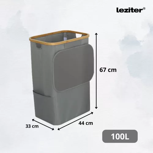 Wäschekorb 100L grau 44x33x67 cm