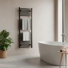 Íves törölközőszárító radiátor 1200x500 mm fekete