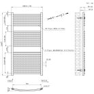 Íves törölközőszárító radiátor 1200x600 mm fekete
