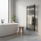 Íves törölközőszárító radiátor 1400x600 mm fekete