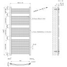 Íves törölközőszárító radiátor 1400x600 mm fekete