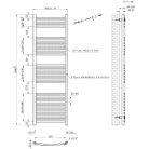 Íves törölközőszárító radiátor 1600x500 mm fekete