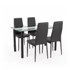 Mezza 4+1 étkező garnitúra fekete-fekete