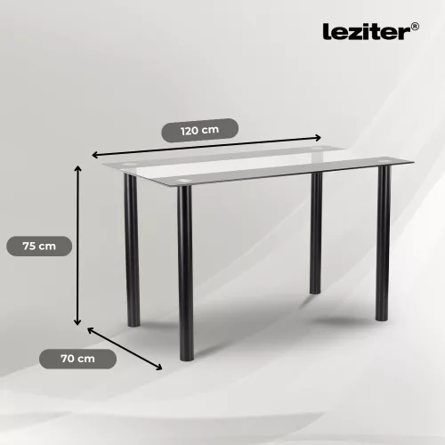 Riona 120 cm szögletes üveg étkezőasztal