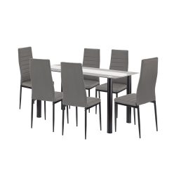 Denton 6+1 étkező garnitúra szürke-fekete