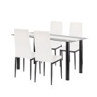 Denton 4+1 étkező garnitúra fehér-fekete
