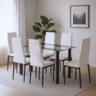 Denton 6+1 étkező garnitúra fehér-fekete