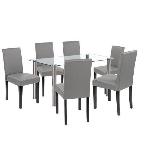 Cadiz 6+1 étkező garnitúra fehér-szürke