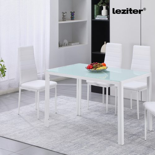 Ezra 120 cm szögletes üveg étkezőasztal