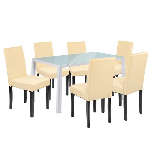 Mira 6+1 étkező garnitúra fehér-bézs