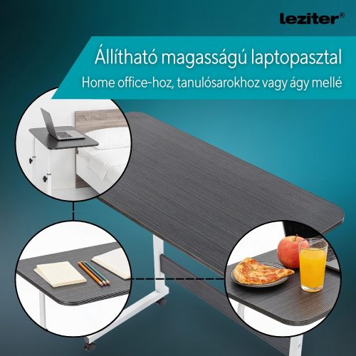 Állítható magasságú laptopasztal 80x40 cm fehér