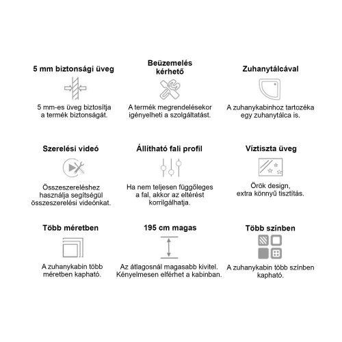 Marco White II 80x80 cm zuhanykabin zuhanytálcával