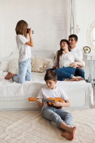 Fa Ukulele Gitár Gyerekeknek, 4 Nylon húr barna