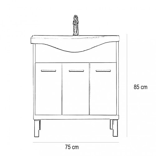 Nerva 75 alsó szekrény, mosdóval