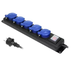 Orno power strip, 5-way Schuko 16 A 250 V ~ 3500 W IP44, 5 m