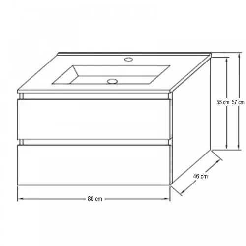 Dulap inferior Porto 80 cu lavoar