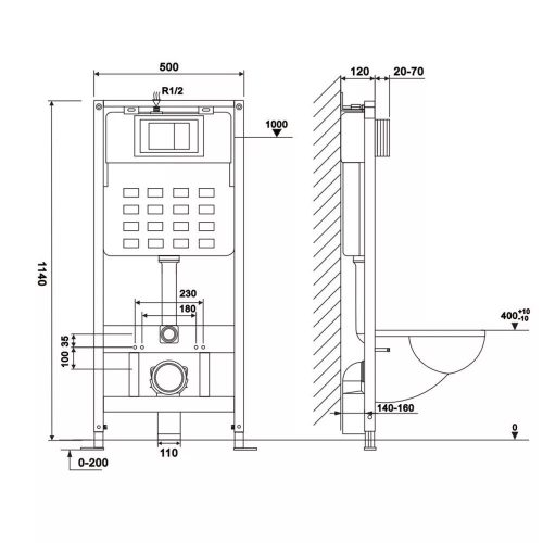Roya Tina 81GRE falba építhető WC tartály szett