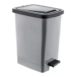   Slim Műanyag pedálos szemetes, ezüst/szürke, belső vödörrel 25L