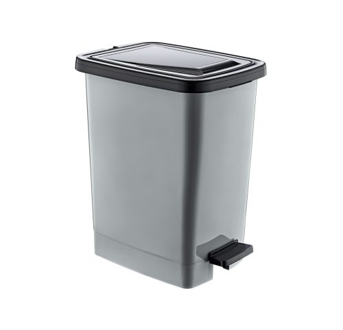Slim Műanyag pedálos szemetes, ezüst/szürke, belső vödörrel 25L