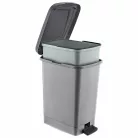Slim Műanyag pedálos szemetes, ezüst/szürke, belső vödörrel 15L