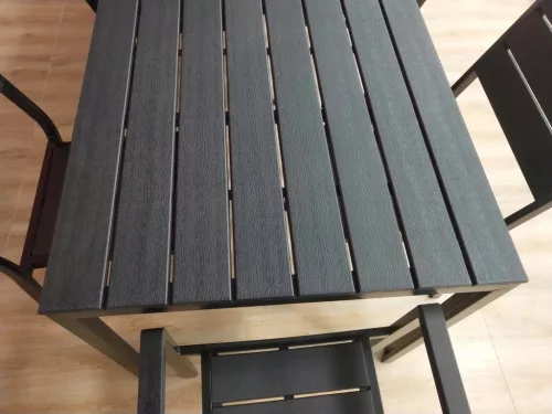6 személyes kerti asztal 156x78 cm polywood fekete