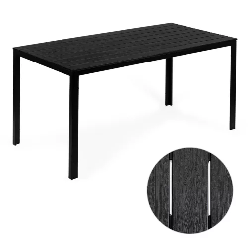 6 személyes kerti asztal 156x78 cm polywood fekete