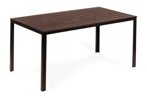 6 személyes kerti asztal 156x78 cm polywood barna