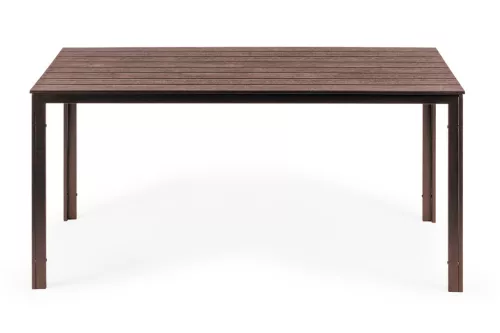 6 személyes kerti asztal 156x78 cm polywood barna
